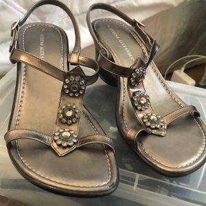 Athena Alexander jeweled sandal wedges size 8